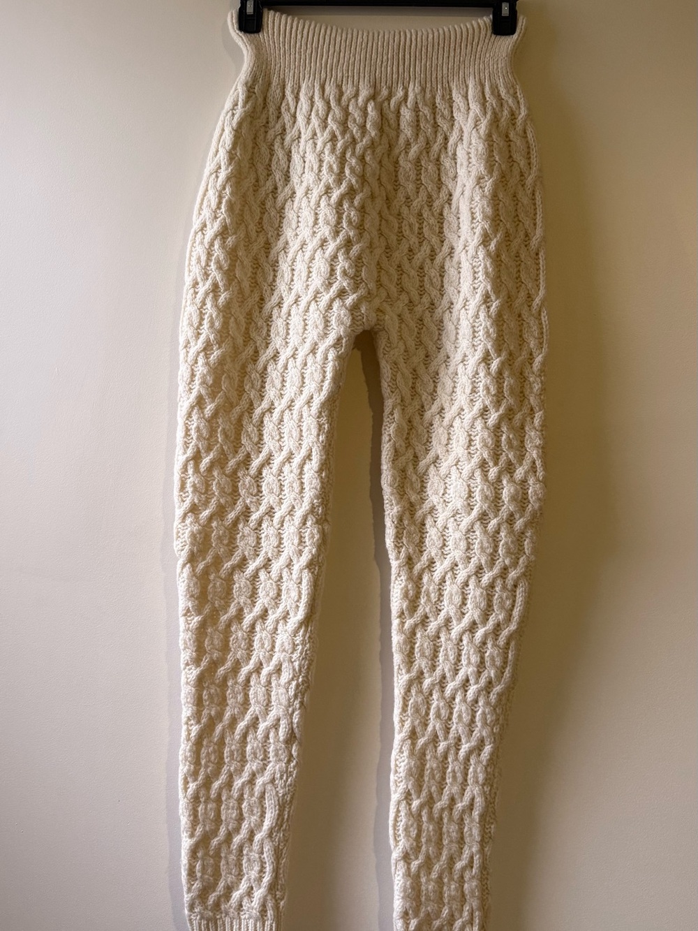 Aran Crafts Cream Cable Knit Leggings for Kids